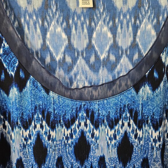 Cato Blue Tunic Top Embellished Neckline and Handkerchief Hem Size 26W-28W - Picture 6 of 8